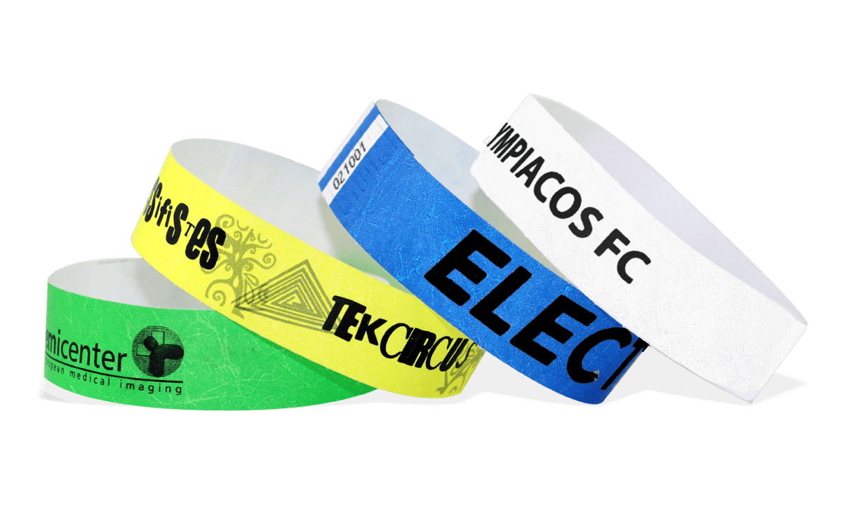 Bracelets Short Stay en Tyvek personnalisés, 19 mm, impression en noir