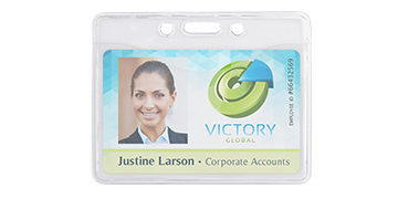 Porte-badge premium horizontal en vinyle avec 1 poche - Format carte de crédit (CR80)