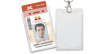 Porte-badge premium vertical en vinyle avec 2 poches - Format carte de crédit (CR80)