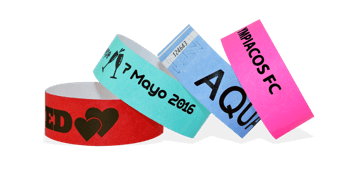 Bracelets Short Stay en Tyvek personnalisés, 25 mm, impression en noir